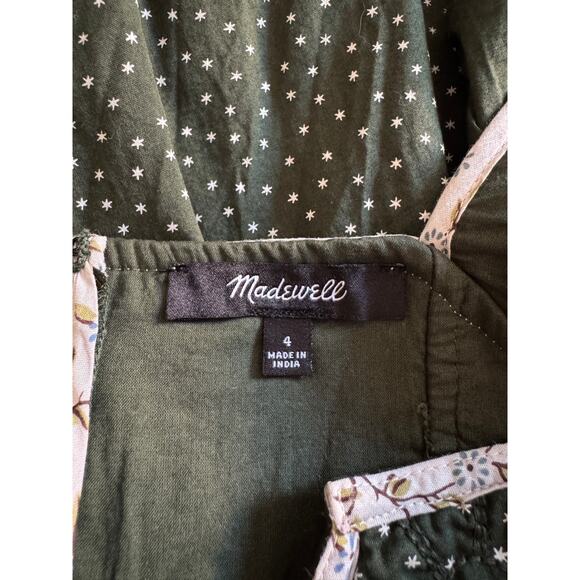 Madewell Green Floral Mini Dress Romantic Renaissance Cottagecore Fairy Prairie - Picture 2 of 8